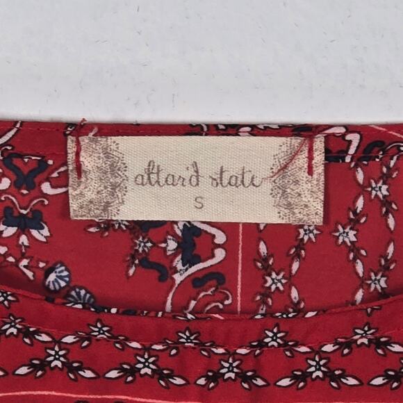 Altar'd State Red Badana Print Front Tie Top. Size Small - Picture 4 of 9
